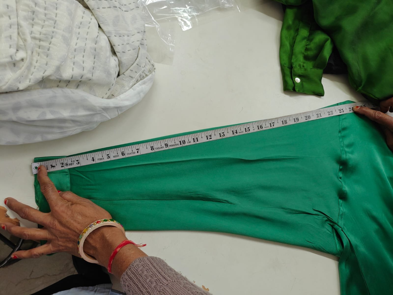 Fabric measurement during sourcing visit