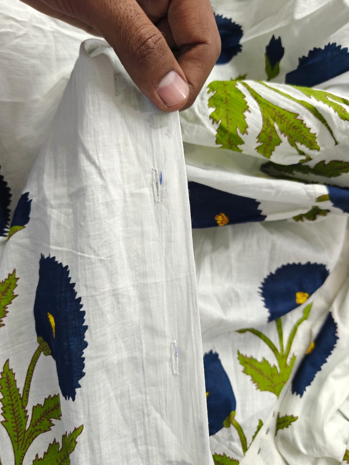 Close-up fabric quality inspection